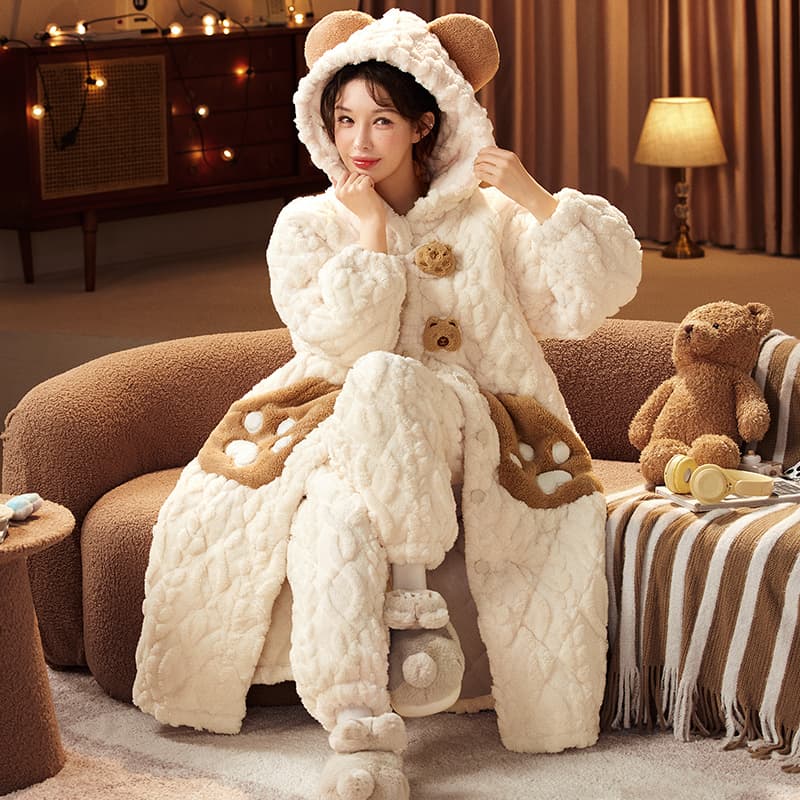 レディース スウェット ふわもこ くまさん パジャマ セットアップ