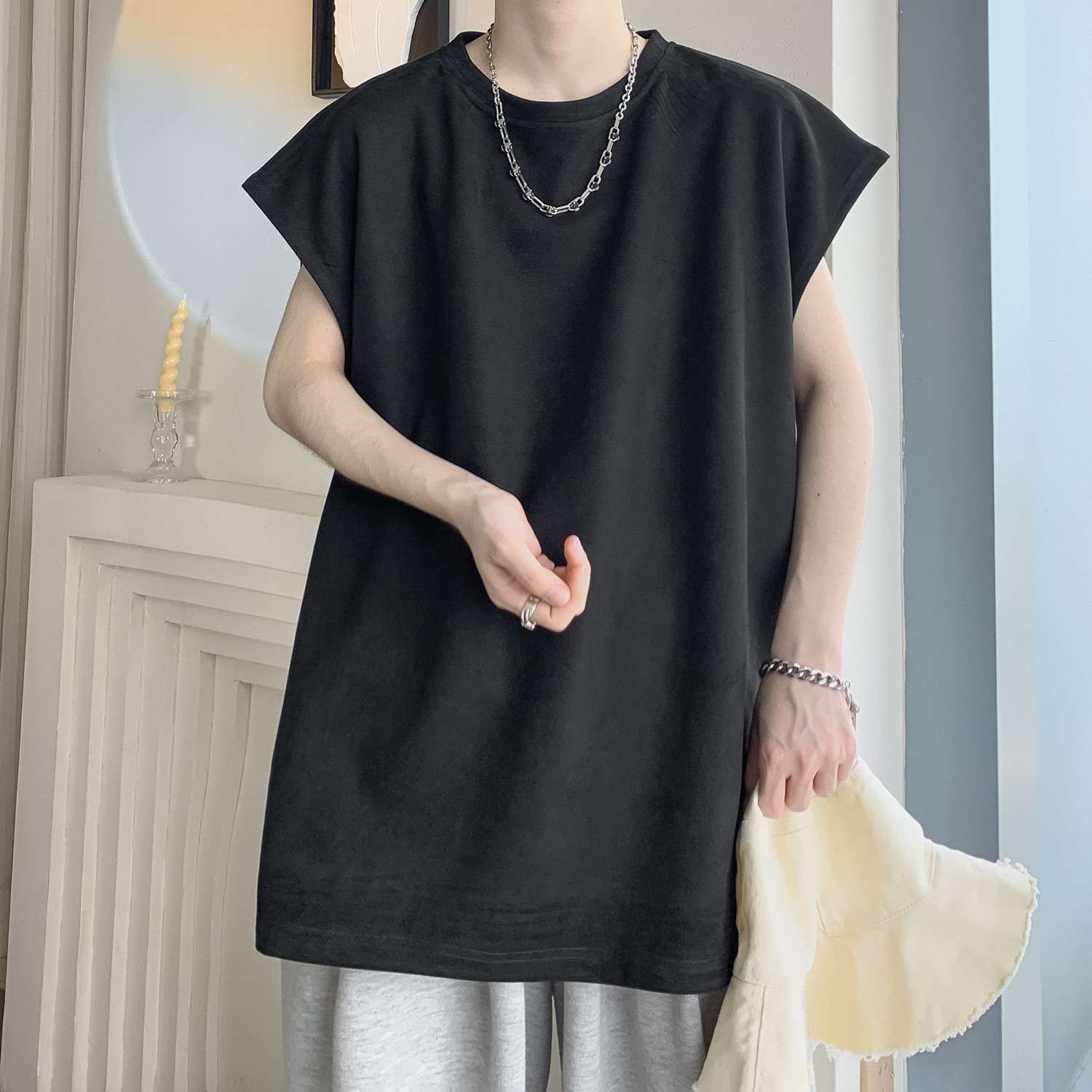 レディース スウェット オーバーサイズ ノースリーブ Tシャツ