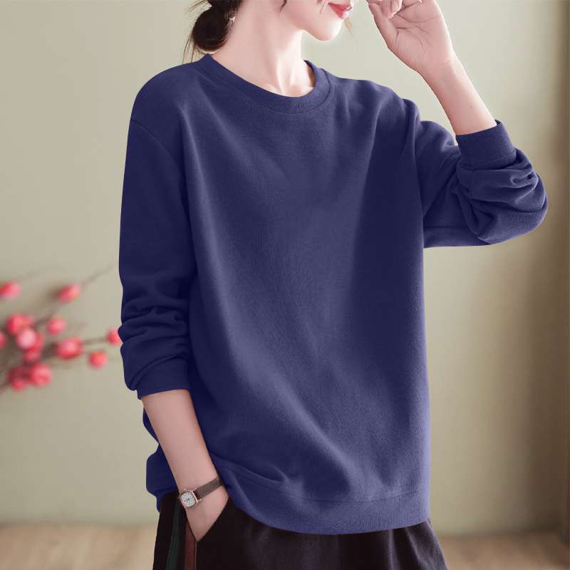 レディース スウェット シンプル ラウンドネック プルオーバー