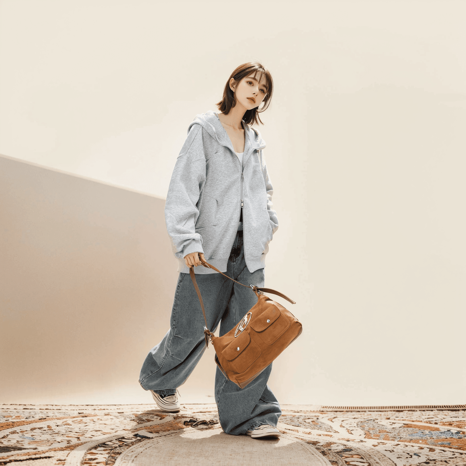 レディース スウェット オーバーサイズ ジップアップ パーカー