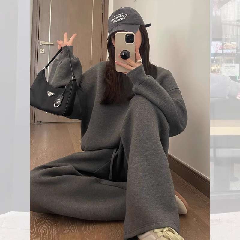 レディース ゆったりルーズスウェット上下セット