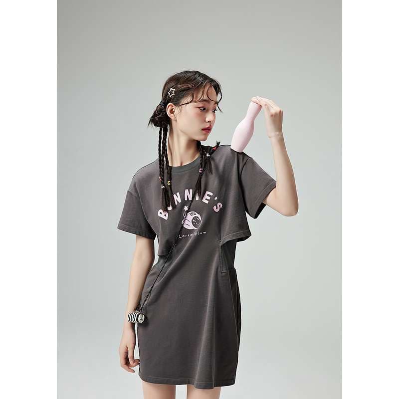 レディース スウェット スポーティーカジュアル ロゴTシャツワンピース