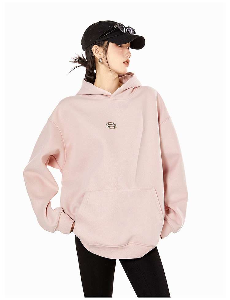 レディース スウェット オーバーサイズ ミニマルロゴ パーカー