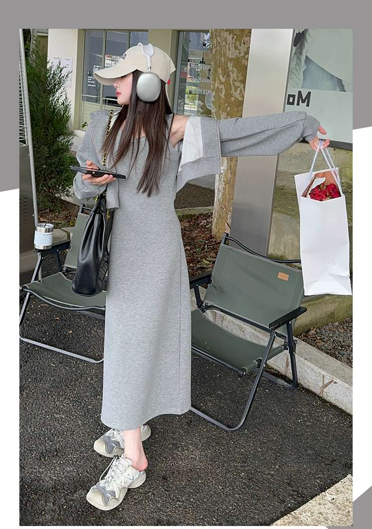 レディース スウェット コンフォートマキシワンピース グレー