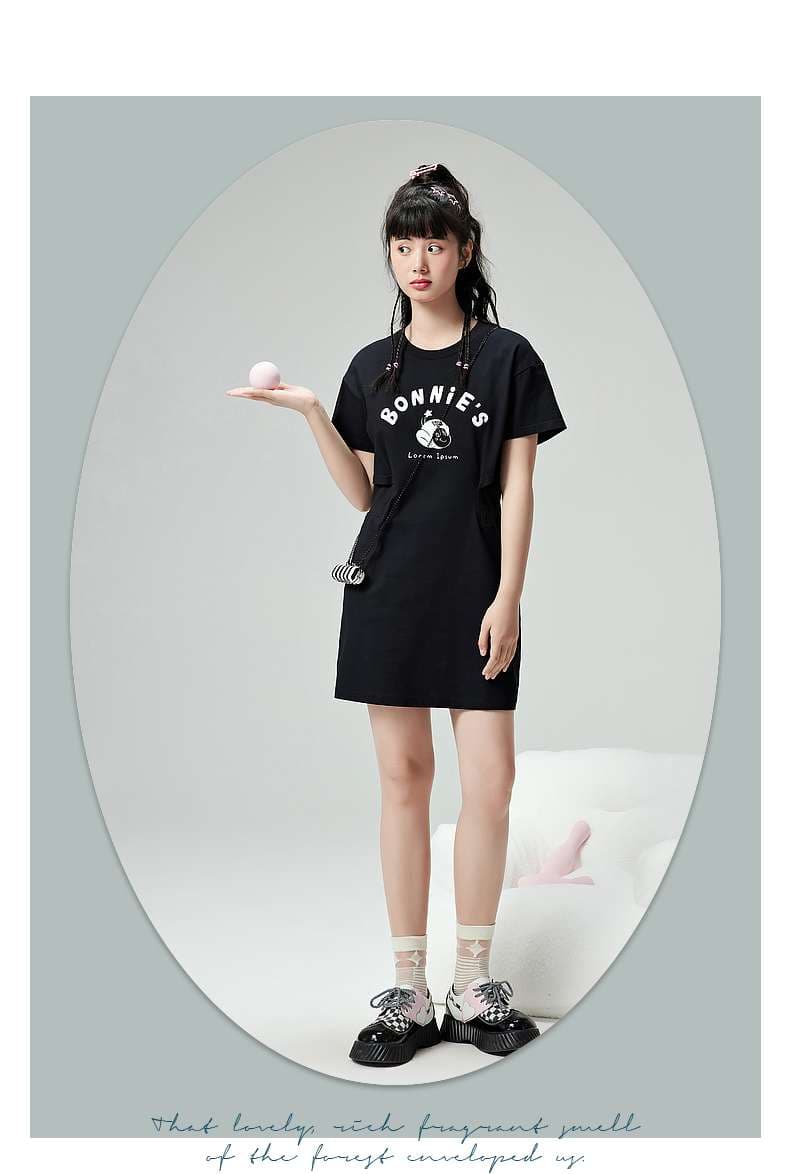 レディース スウェット スポーティーカジュアル ロゴTシャツワンピース