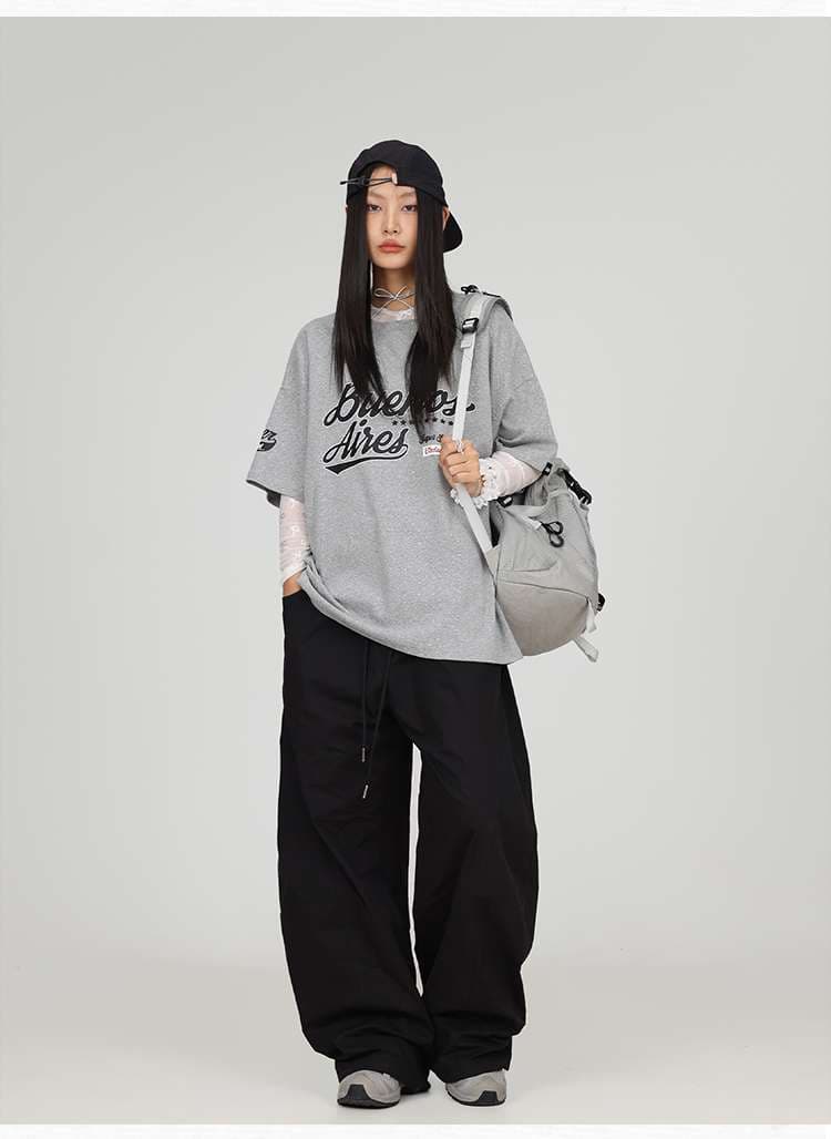レディース ゆったりワイドシルエット スウェットパンツ