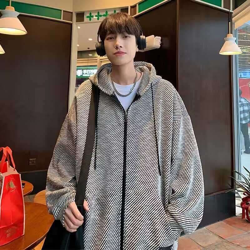 レディース スウェット オーバーサイズ ストライプ柄 ジップアップパーカー