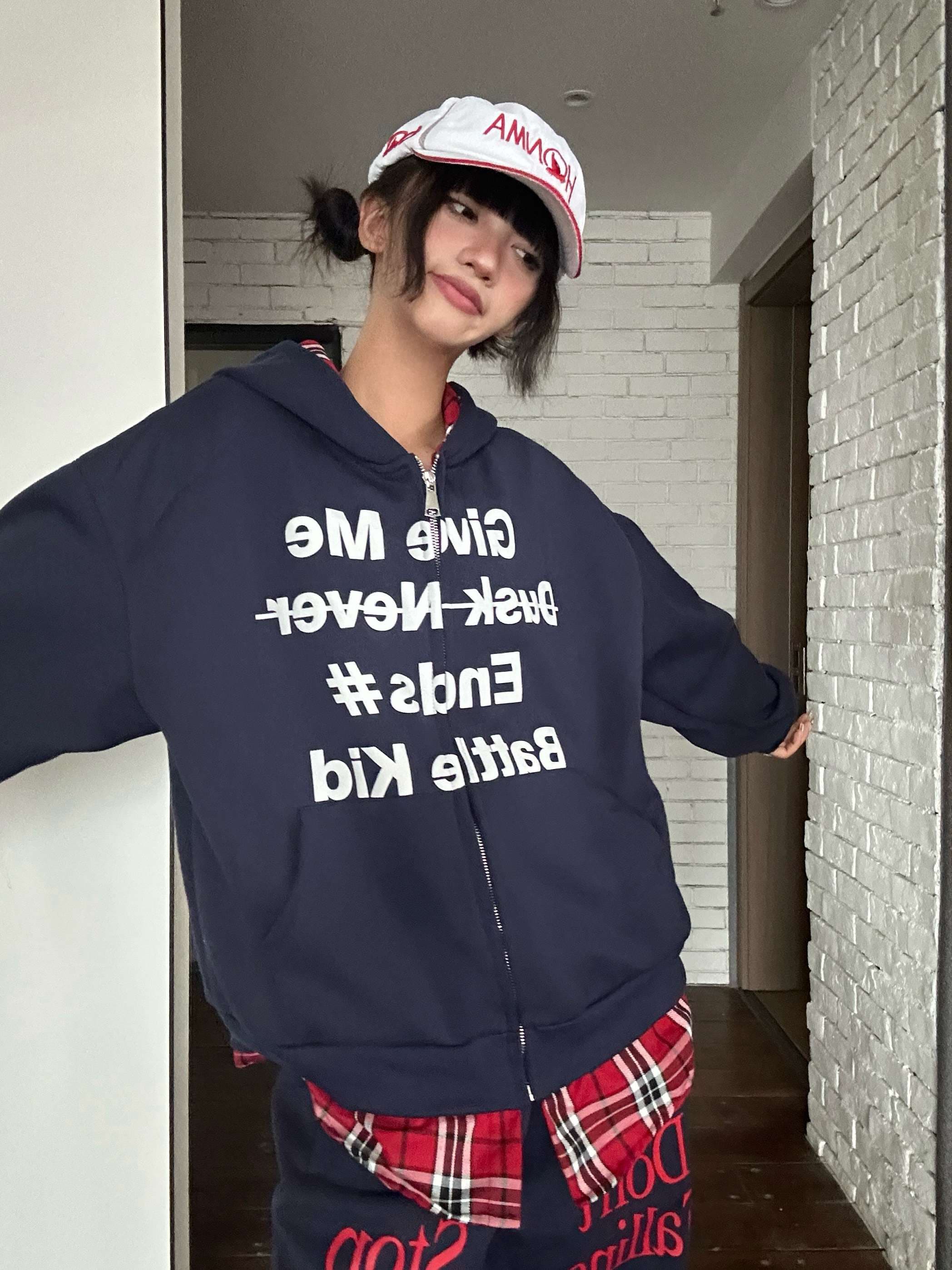 レディース スウェット メッセージ入りパーカー