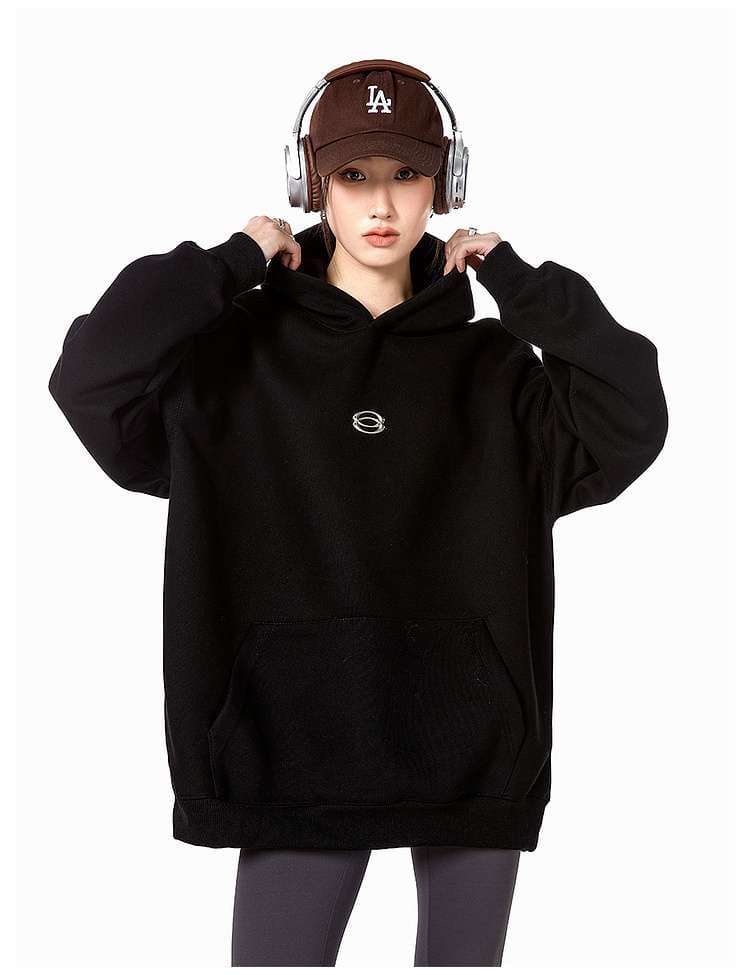 レディース スウェット オーバーサイズ ミニマルロゴ パーカー