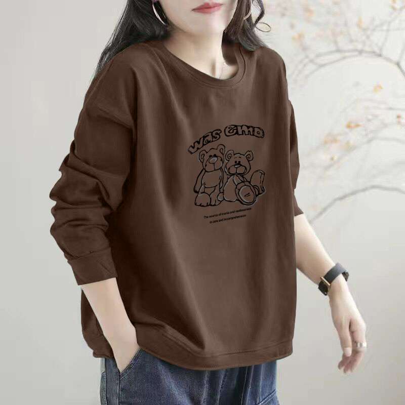 レディース スウェット クマさんプリント ゆったりトレーナー