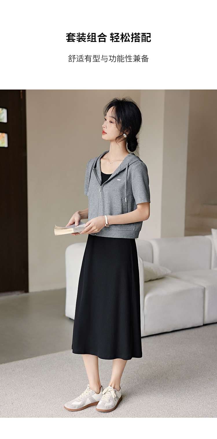 レディース スウェット リラックスフーディ＆マキシワンピースセット