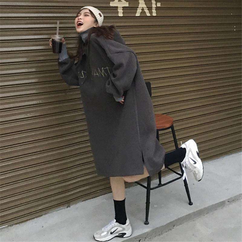 レディース スウェット ゆったりフード付きスウェットワンピース
