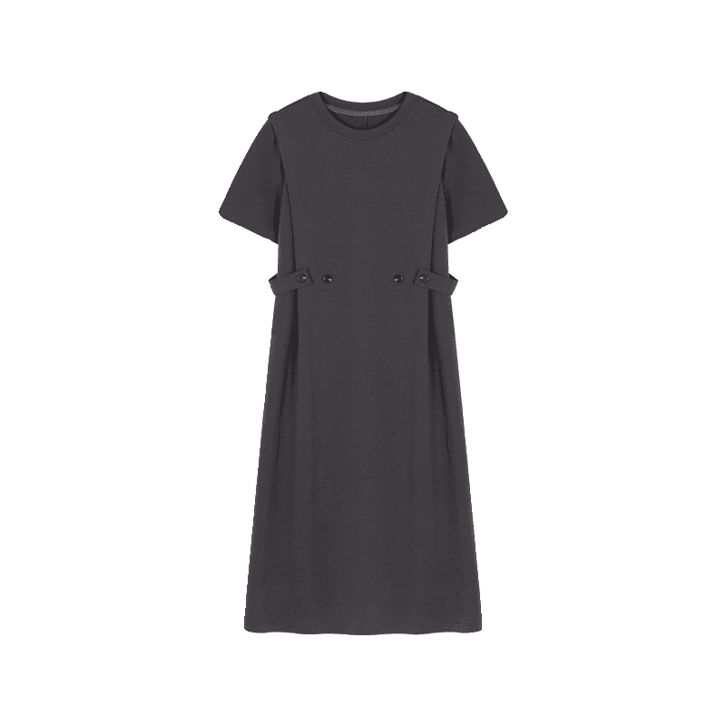 レディース スウェット エレガントシンプル ベルト付き ミディ丈ワンピース