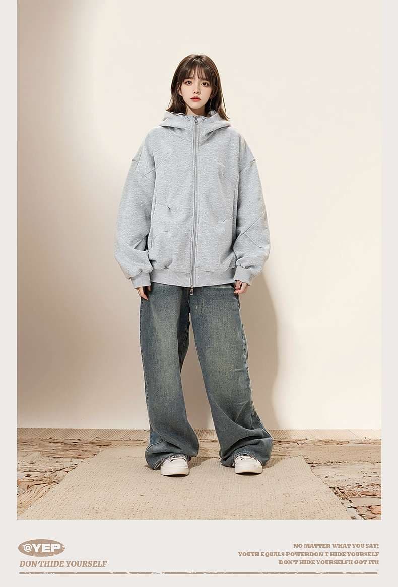 レディース スウェット オーバーサイズ ジップアップ パーカー