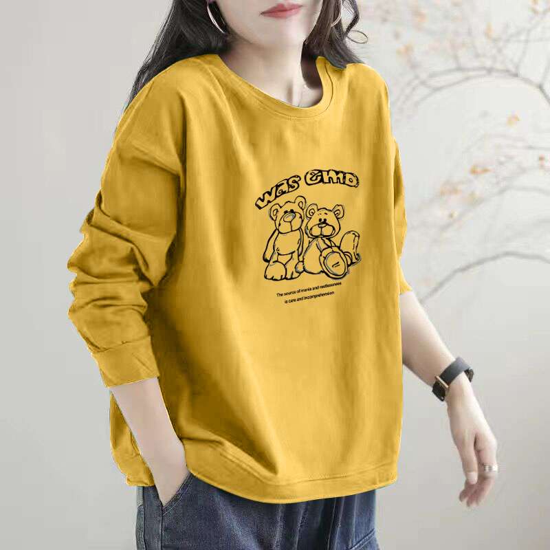レディース スウェット クマさんプリント ゆったりトレーナー
