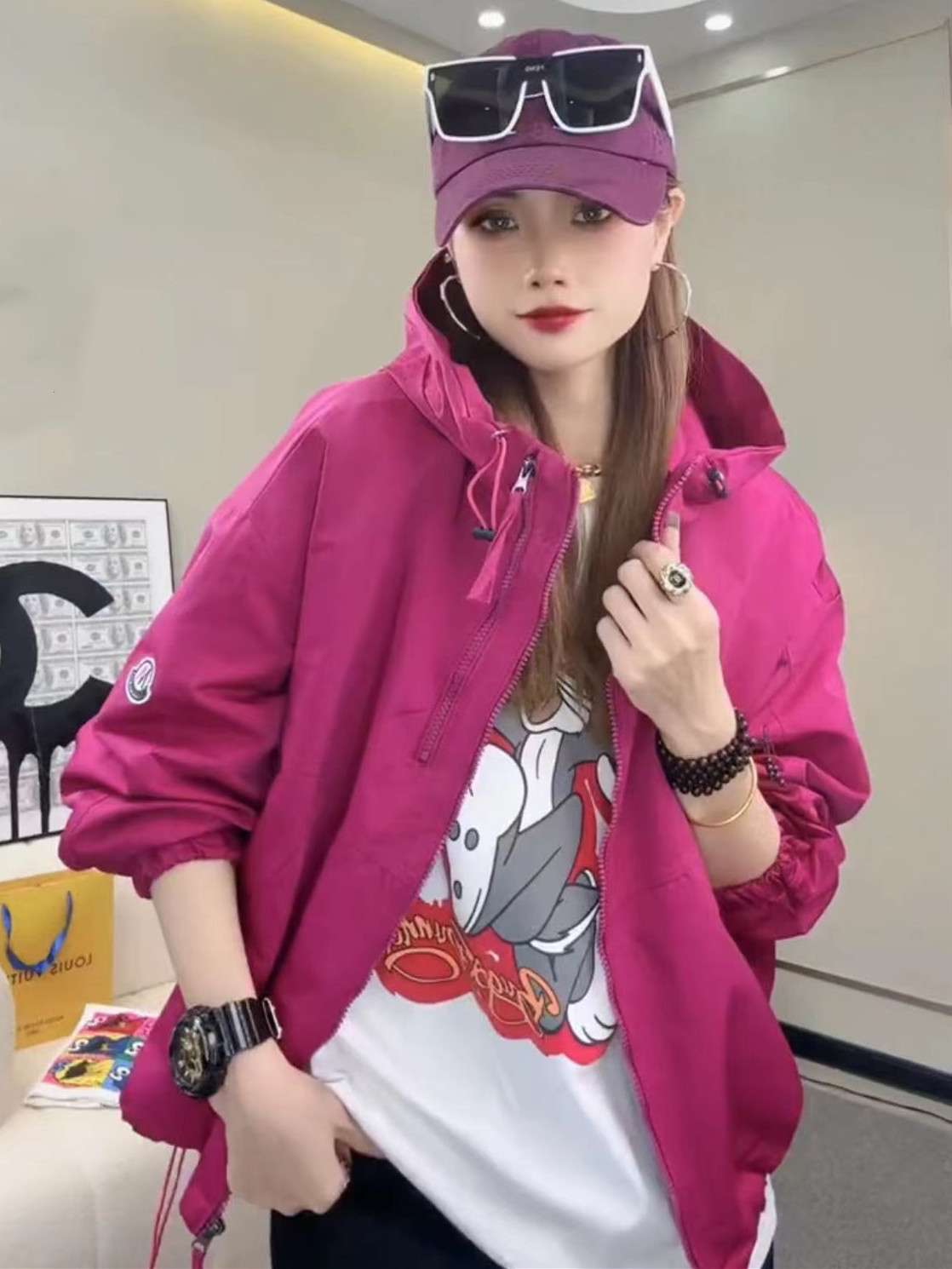 レディース スウェット オーバーサイズ スポーティ ジャケット