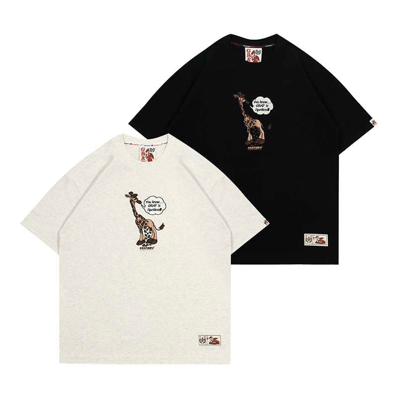 レディース スウェット キリン刺繍入りユーモアTシャツ