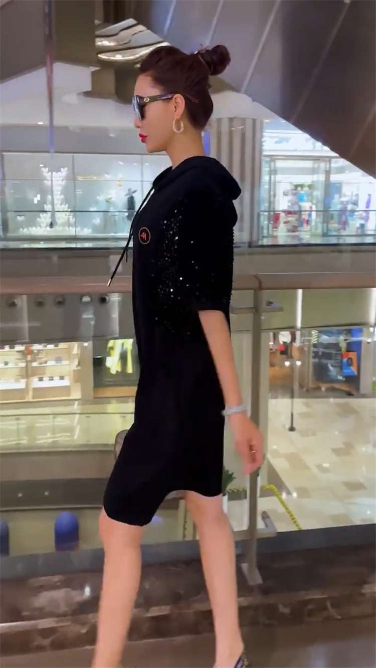 レディース スウェット スパークリングスリーブ フーディワンピース