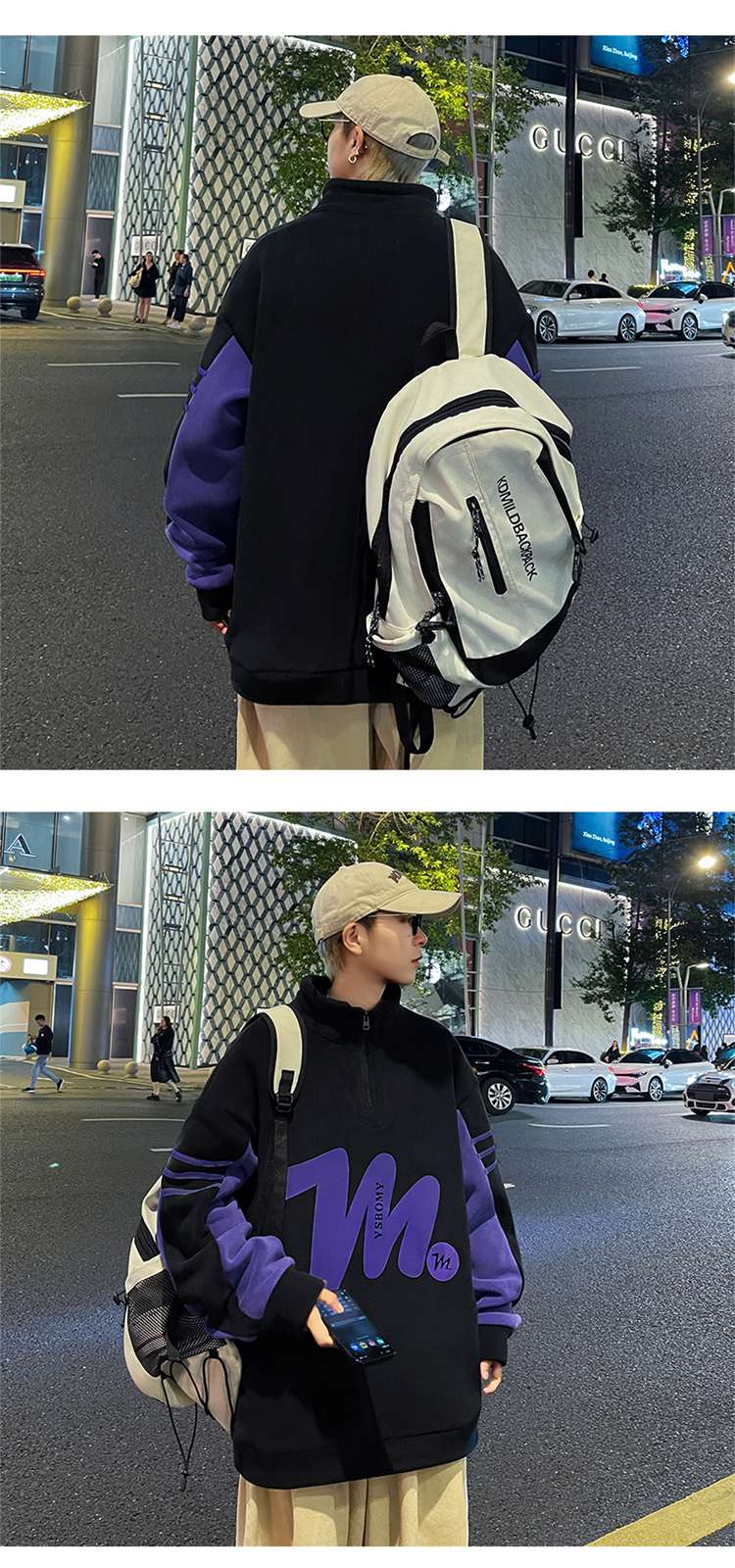 レディース 大きめロゴ入りハーフジップスウェット トップス