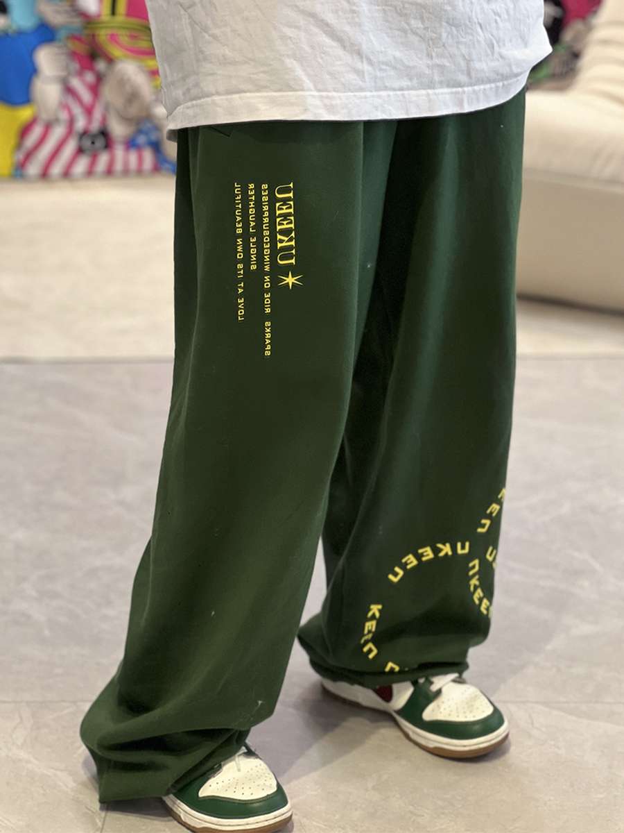 レディース UKEEUロゴ入りワイドスウェットパンツ