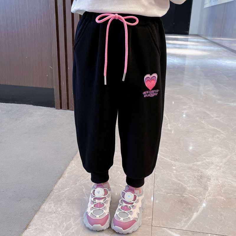 レディース ハートモチーフ刺繍入りスウェットパンツ
