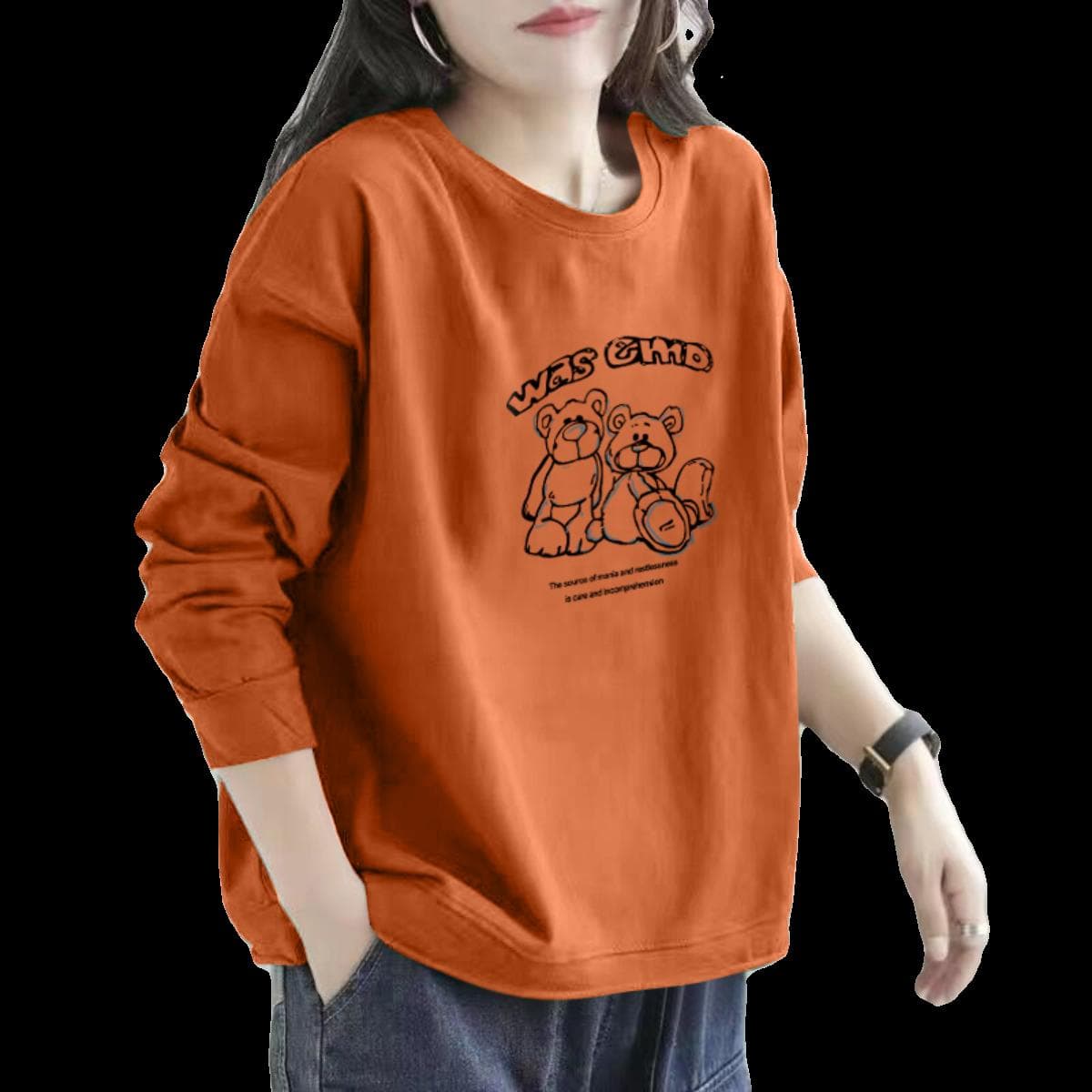 レディース スウェット クマさんプリント ゆったりトレーナー