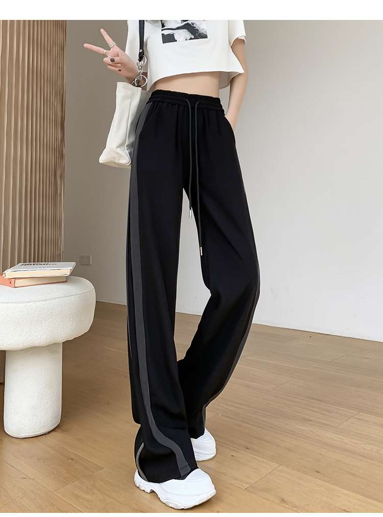 レディース サイドラインワイドスウェットパンツ