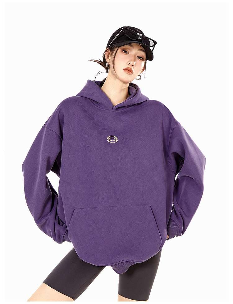 レディース スウェット オーバーサイズ ミニマルロゴ パーカー