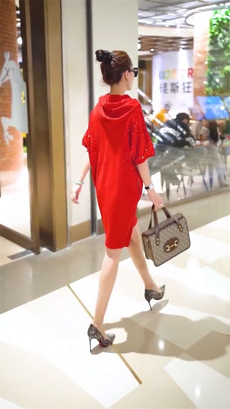 レディース スウェット スパークリングスリーブ フーディワンピース