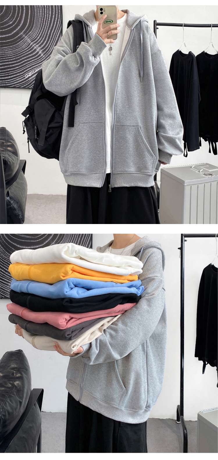 レディース スウェット オーバーサイズ ジップアップパーカー