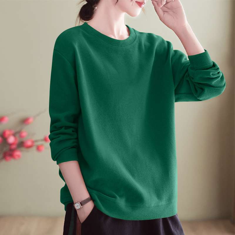 レディース スウェット シンプル ラウンドネック プルオーバー