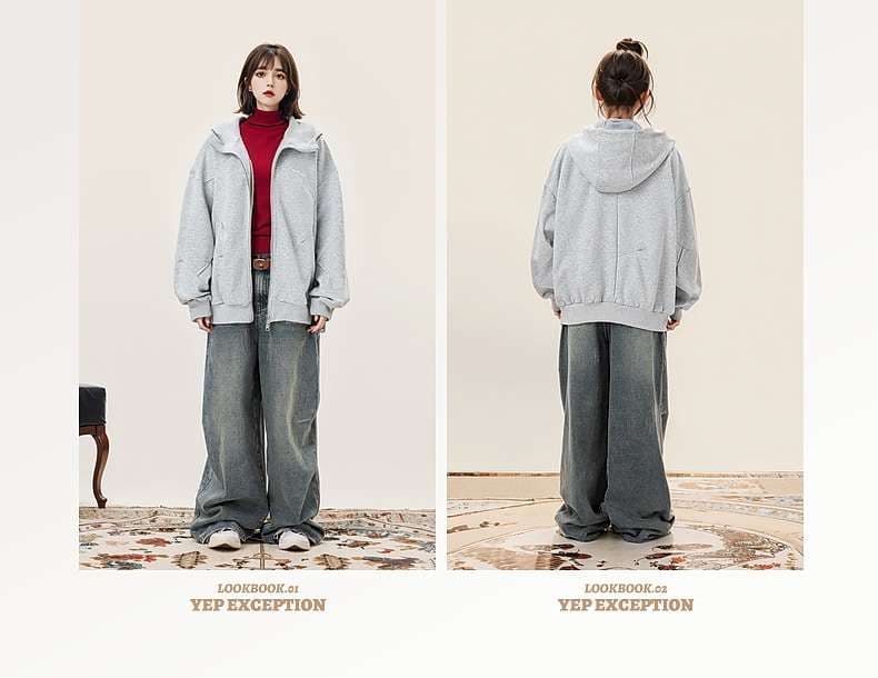 レディース スウェット オーバーサイズ ジップアップ パーカー