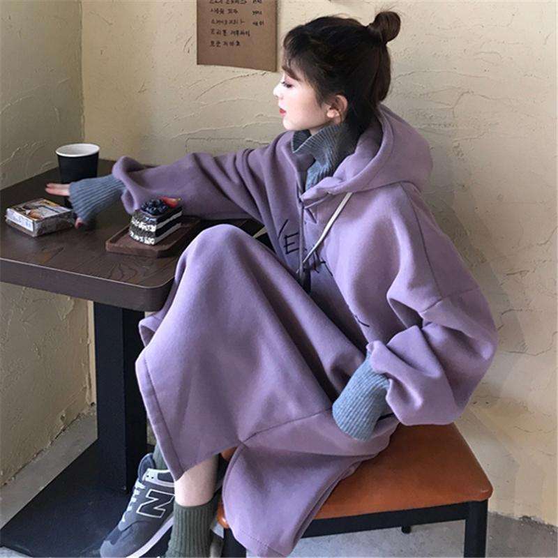 レディース スウェット ゆったりフード付きスウェットワンピース