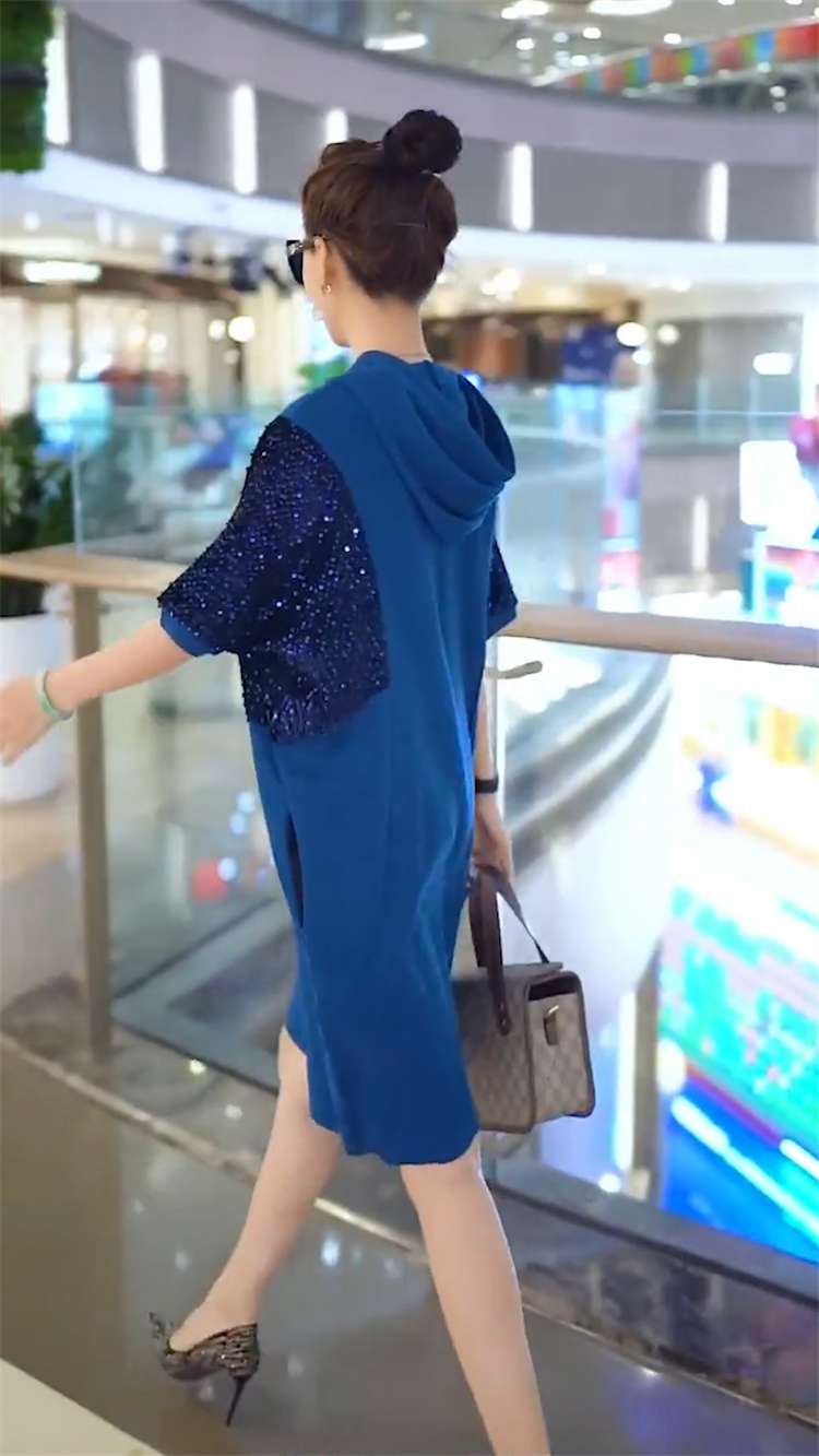 レディース スウェット スパークリングスリーブ フーディワンピース