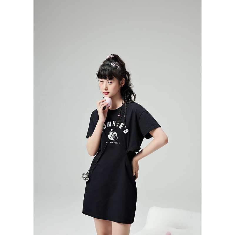 レディース スウェット スポーティーカジュアル ロゴTシャツワンピース
