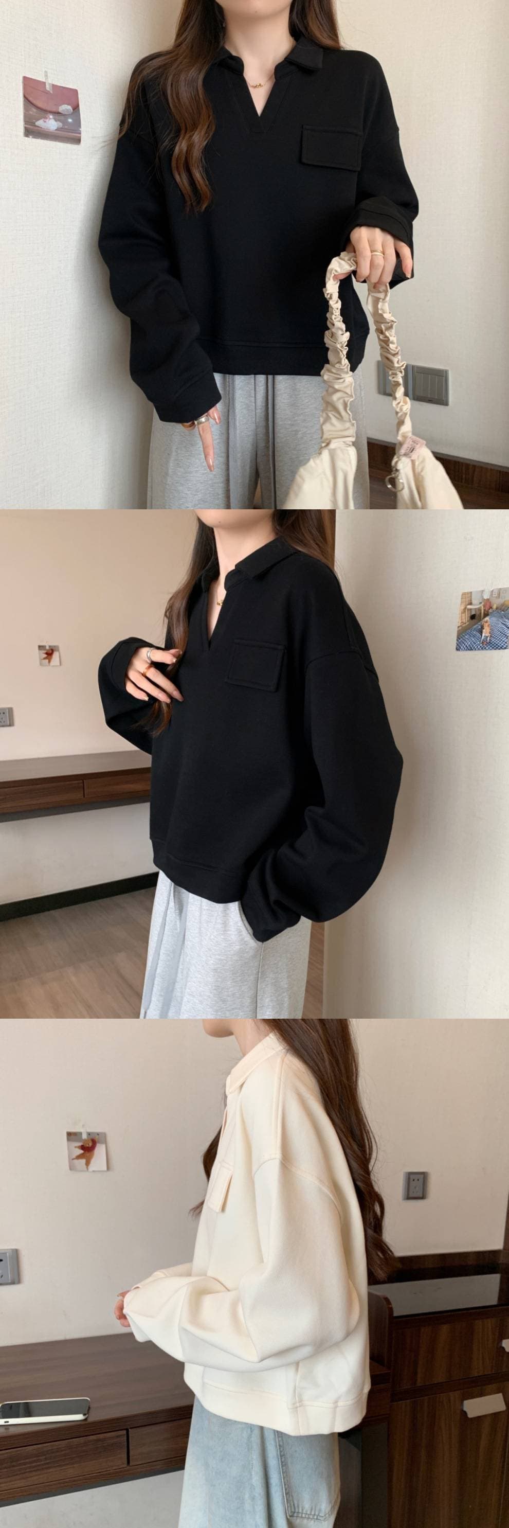 襟付きポケットスウェット
