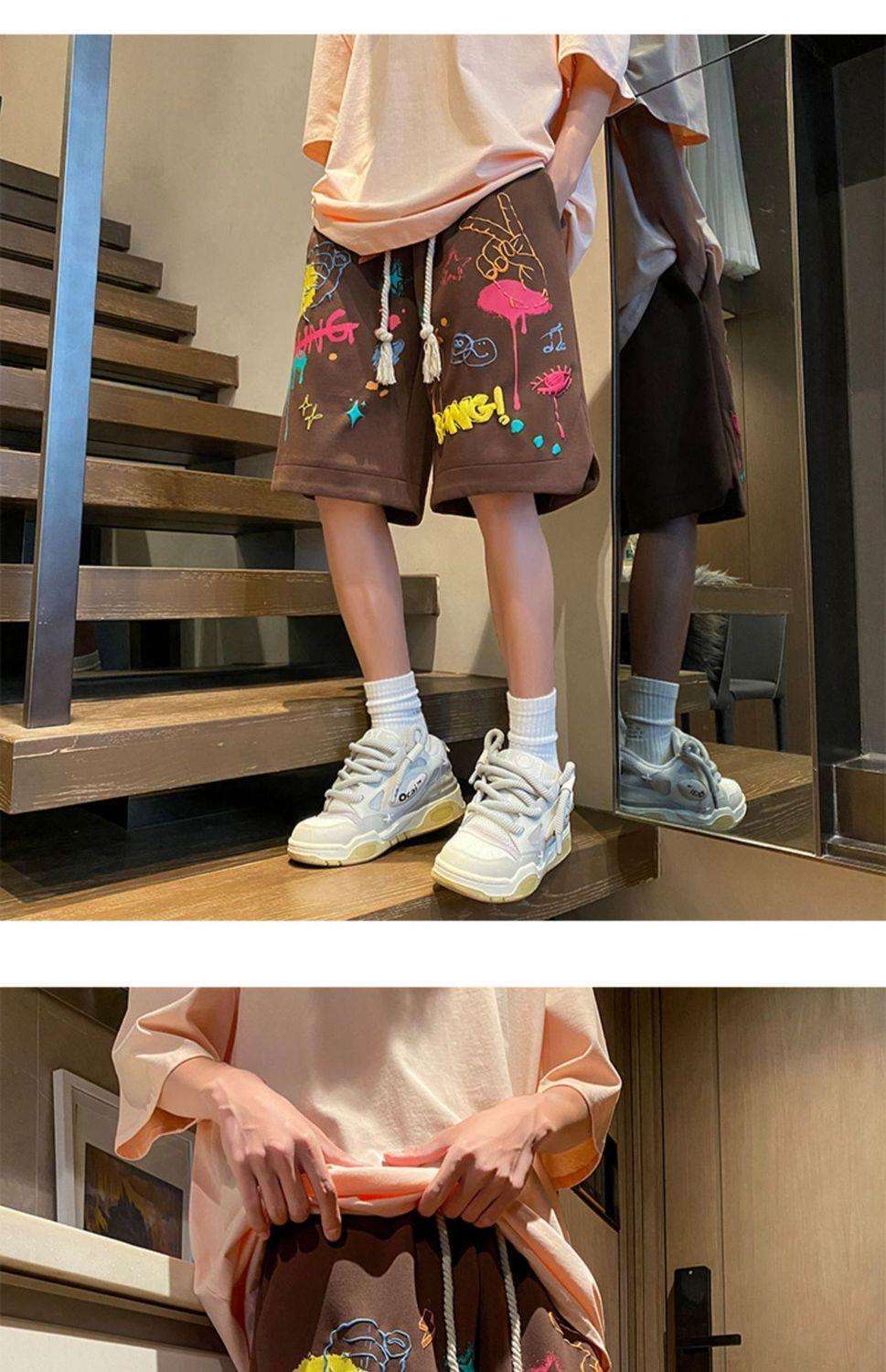 レディース カラフルグラフィティ柄スウェットパンツ