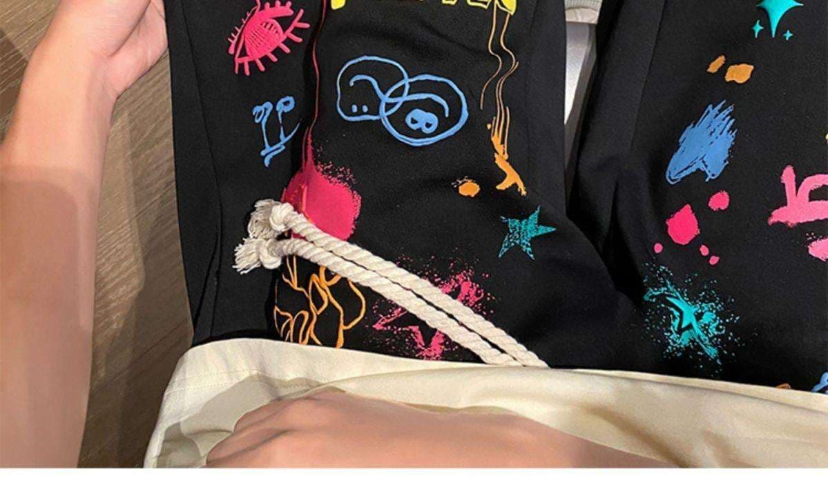 レディース カラフルグラフィティ柄スウェットパンツ