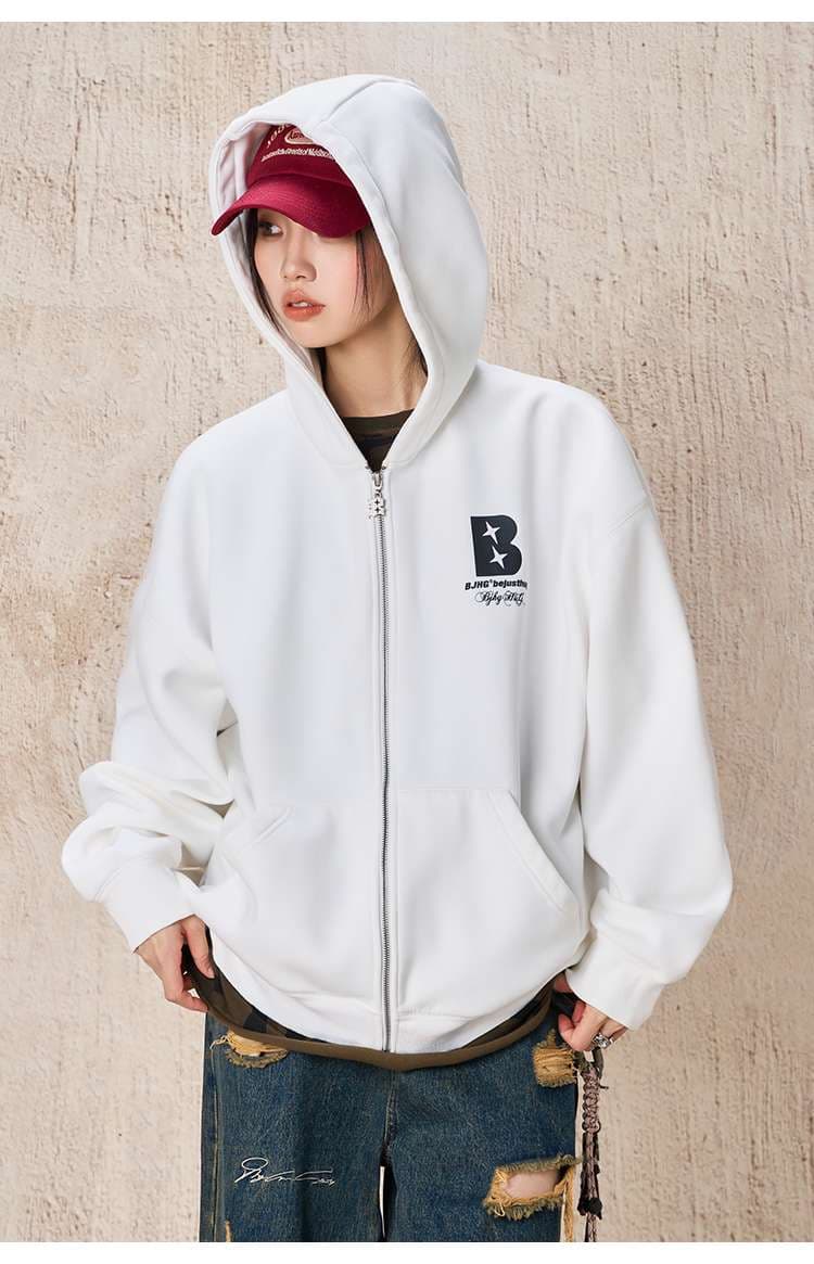 レディース スウェット BJHG オーバーサイズジップアップパーカー