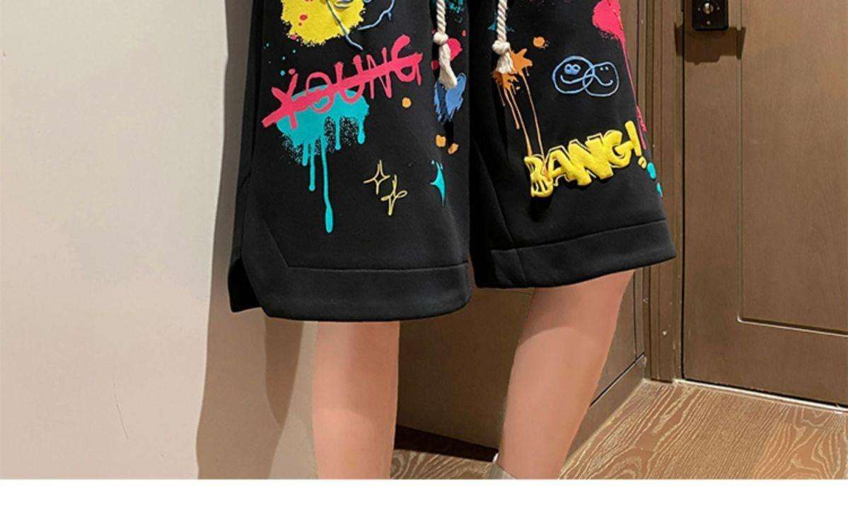 レディース カラフルグラフィティ柄スウェットパンツ