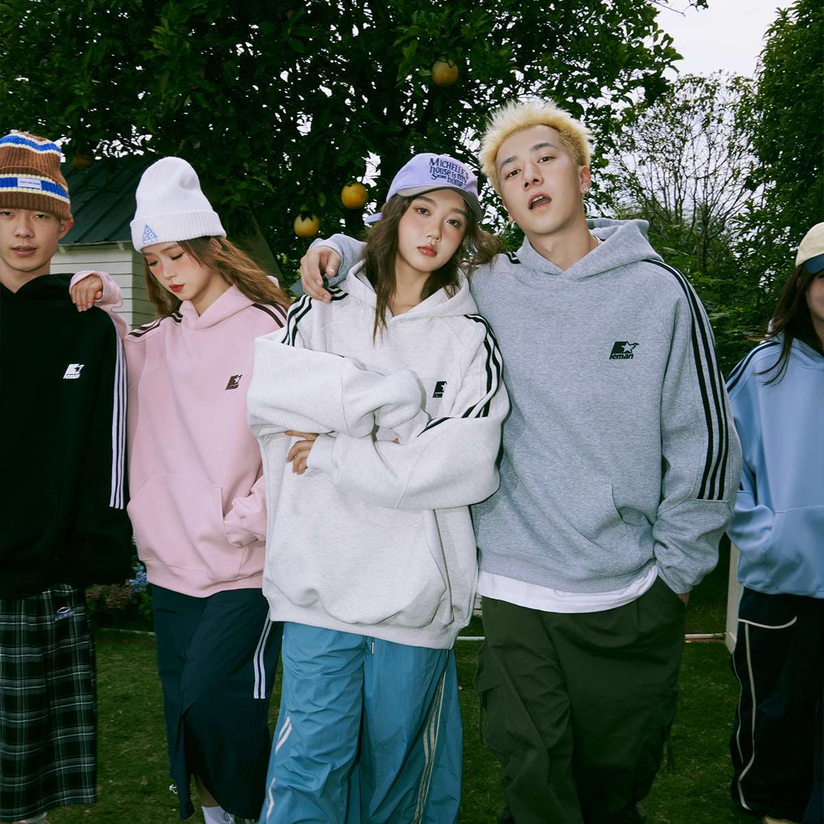 レディース スウェット マルチカラー ストライプ スポーツ パーカー