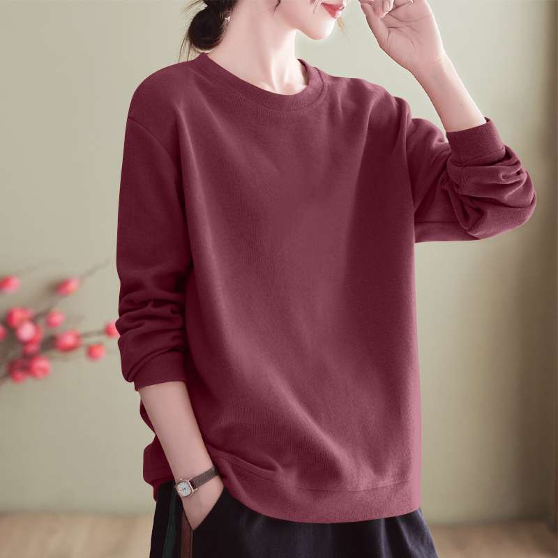 レディース スウェット シンプル ラウンドネック プルオーバー