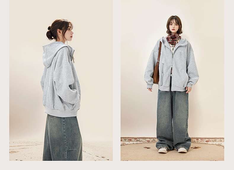 レディース スウェット オーバーサイズ ジップアップ パーカー