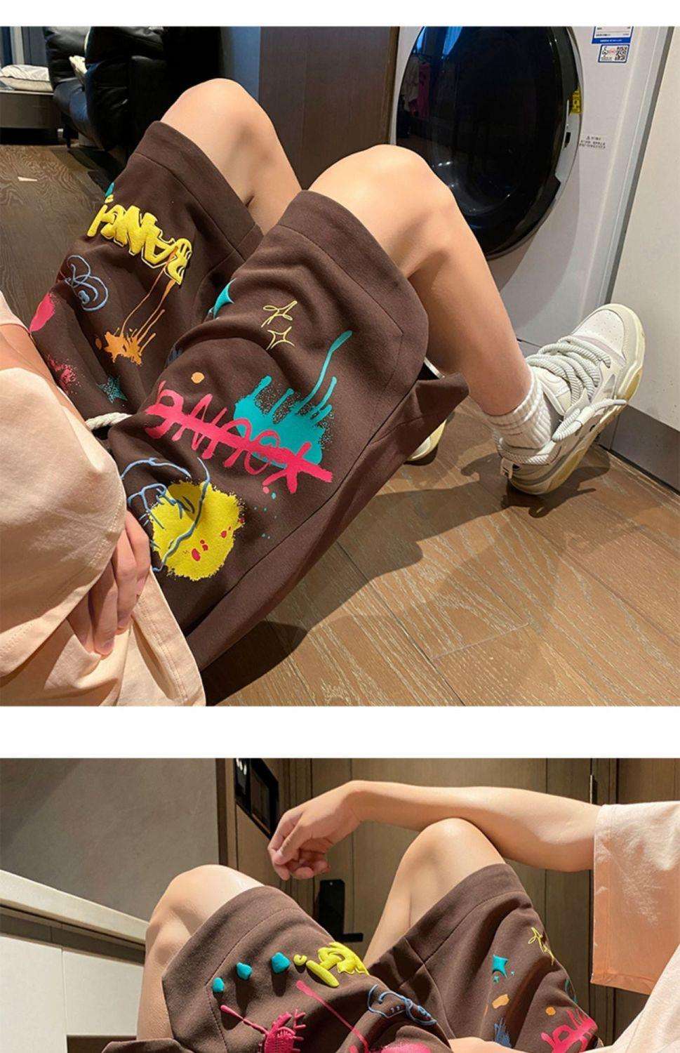 レディース カラフルグラフィティ柄スウェットパンツ