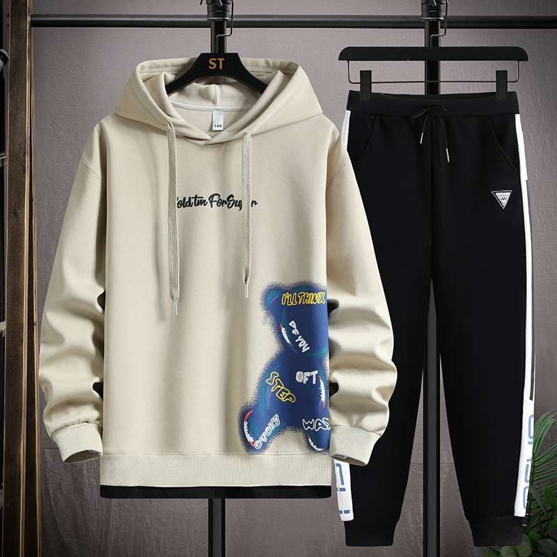 レディース スウェット ティーンズ向けカラフルテディベア柄パーカー&パンツセット