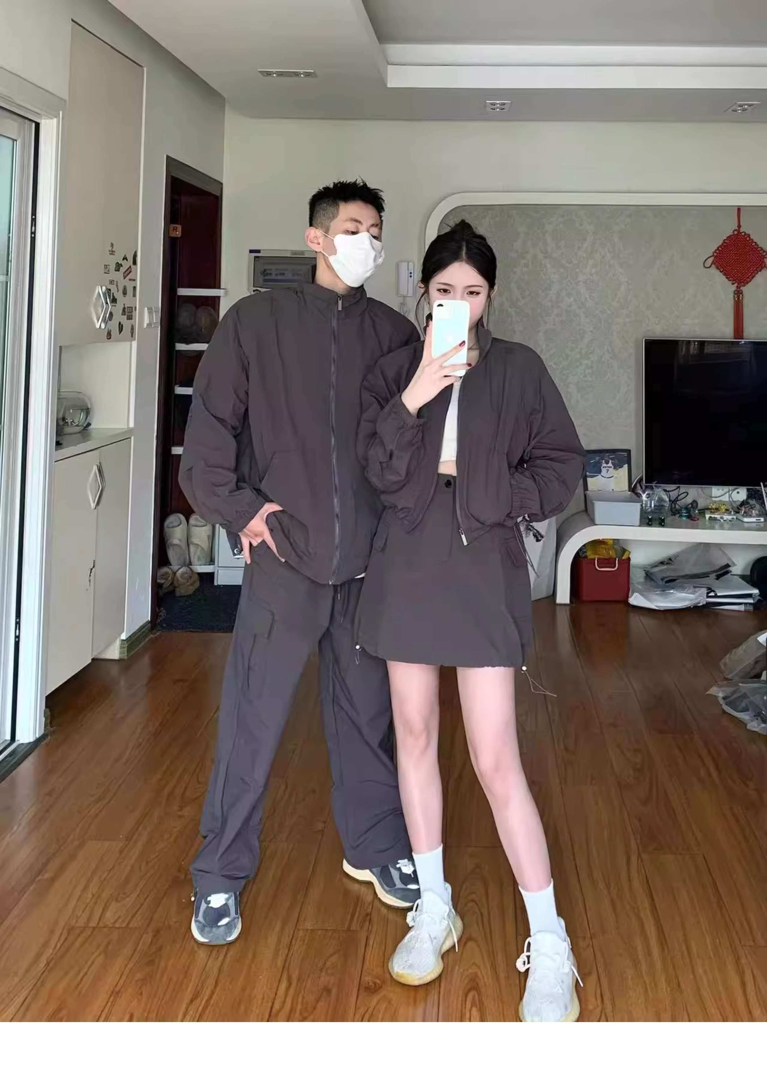レディース スウェット ユニセックス オーバーサイズ ジップアップジャケット&スカートセット
