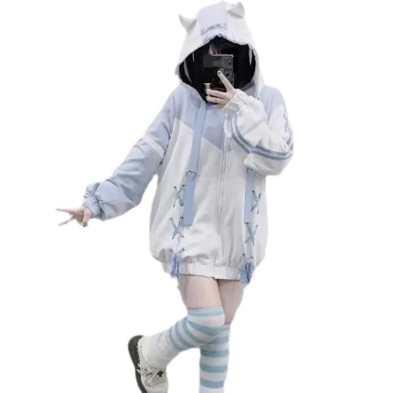 スウェット キッズ ねこ耳フード ジップアップパーカー 子供服