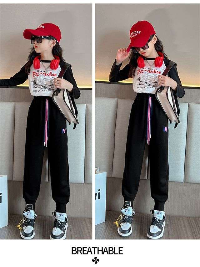 レディース 子供用 ハートロゴ入りカジュアルスウェットパンツ