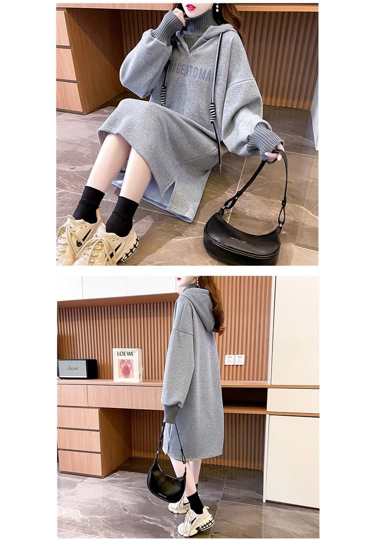 レディース シンプルハイネックレイヤードスウェットワンピース