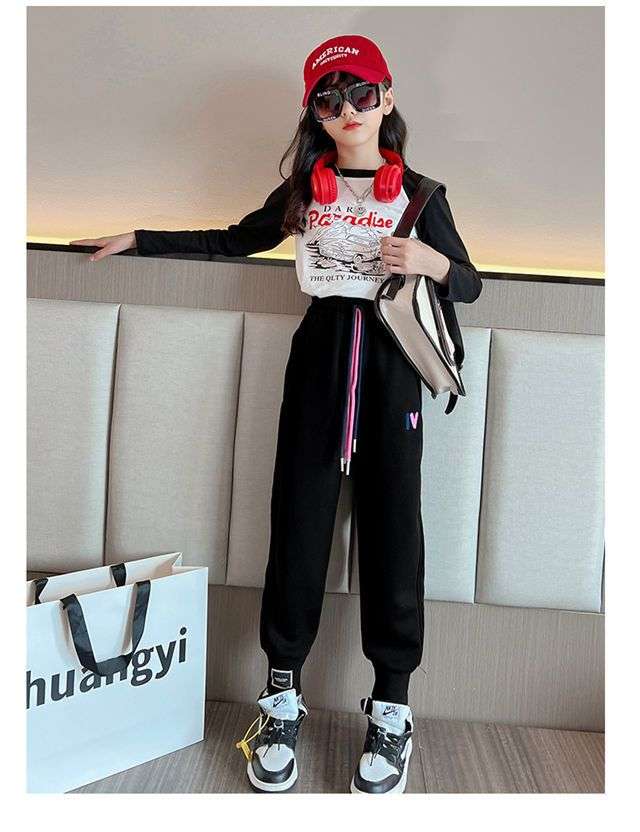 レディース 子供用 ハートロゴ入りカジュアルスウェットパンツ